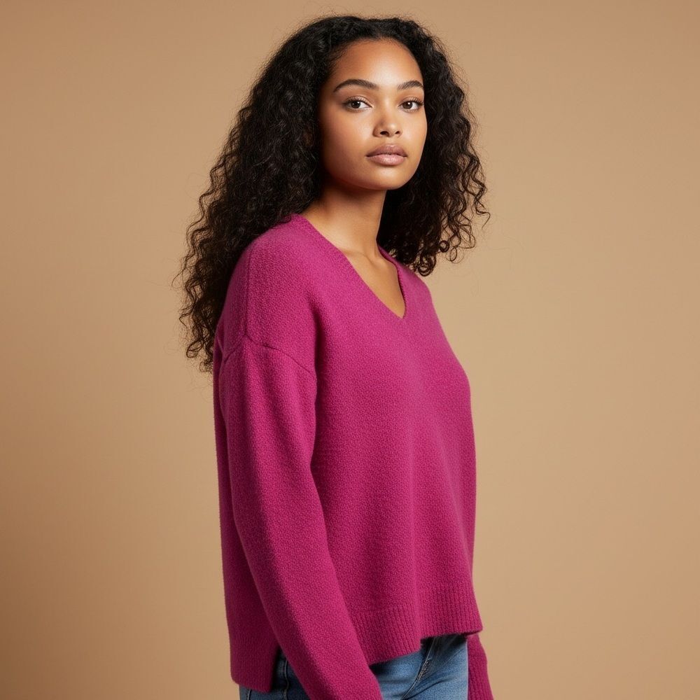 J. Crew Women's V-Neck‎ Pink Pullover Sweater Size M Long Sleeve